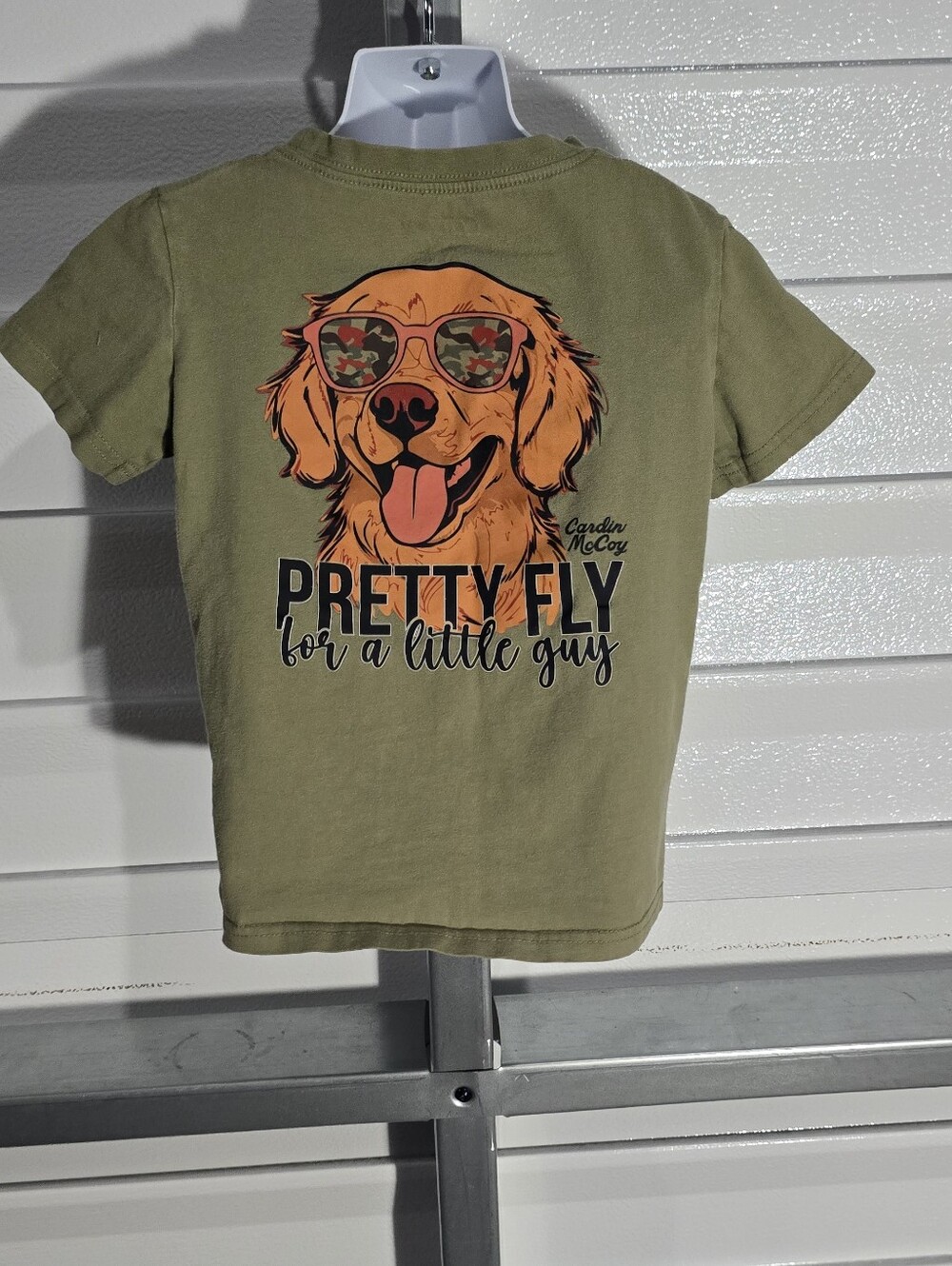 Cardin McCoy Olive "Pretty Flyfor A Little Guy" Dog Graphic Tee XS 4-5